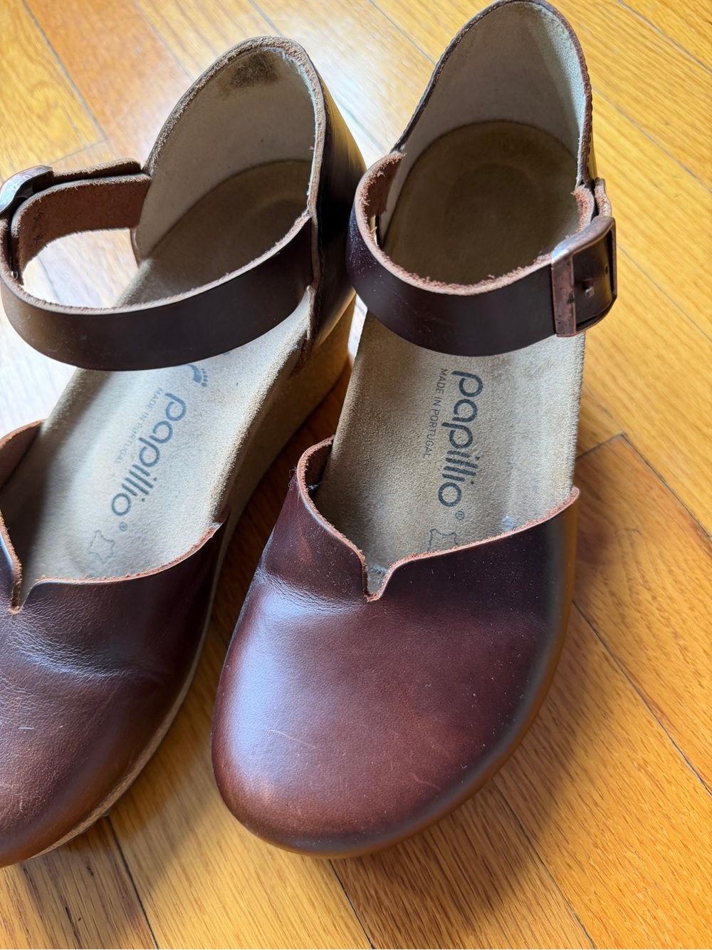Papillio by Birkenstock Mary Brown Leather Ankle-Strap Sandals - Picture 2 of 5